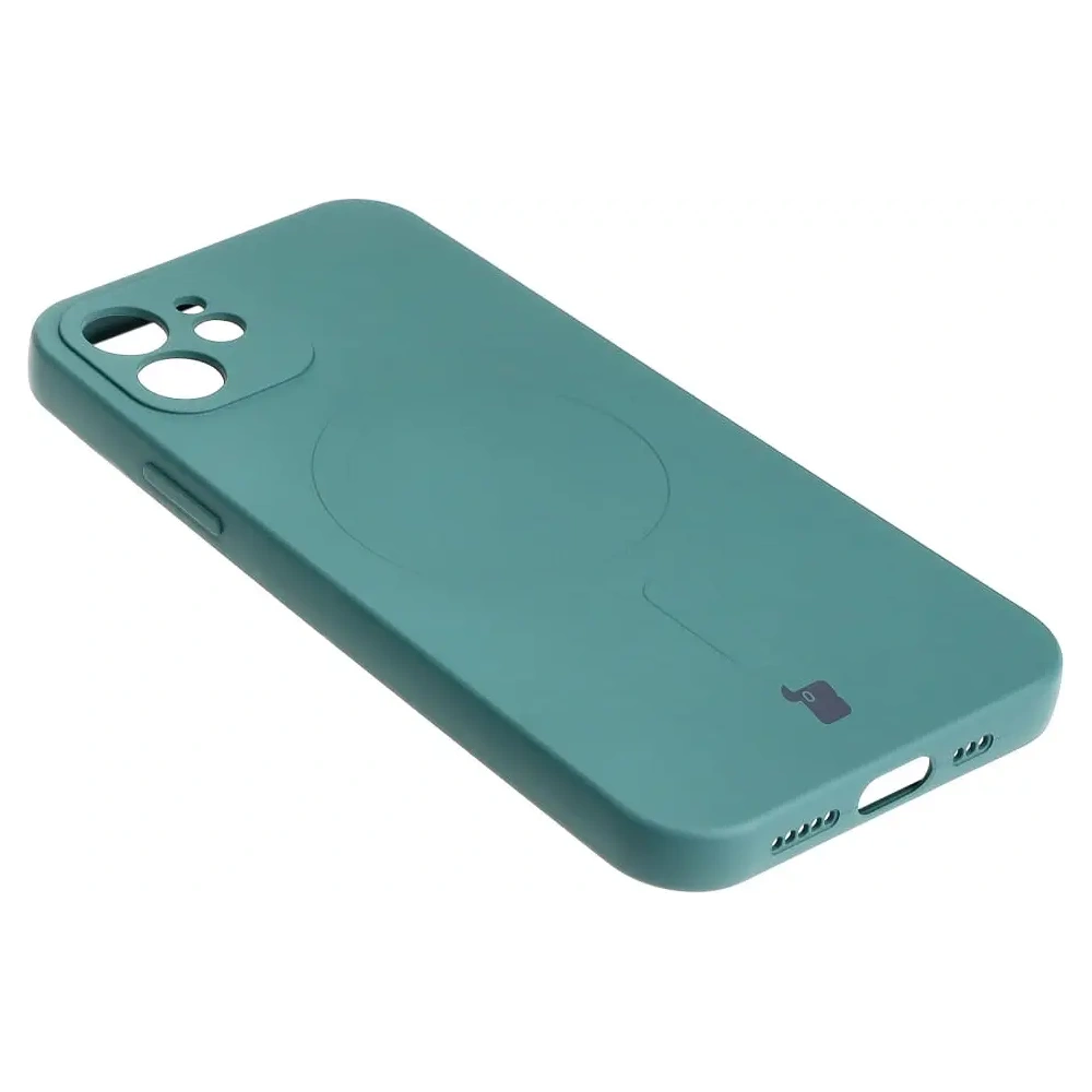 Etui silikonowe z pierścieniem magnetycznym Bizon Case Silicone Magnetic do Apple iPhone 12 ciemnozielone