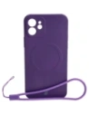 Etui silikonové s magnetickým kroužkem Bizon Case Silicone Magnetic pro Apple iPhone 12 švestková