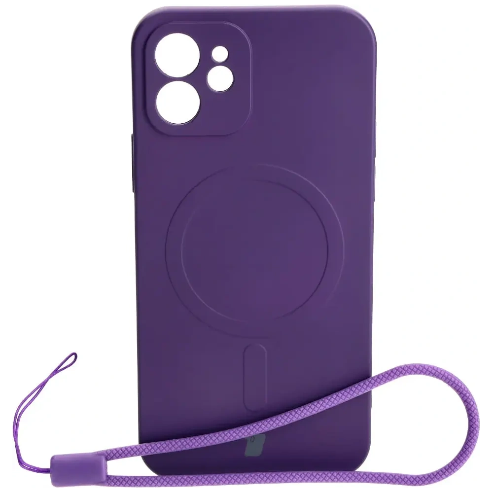 Etui silikonowe z pierścieniem magnetycznym Bizon Case Silicone Magnetic do Apple iPhone 12 śliwkowe