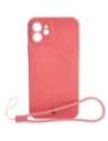 Etui silikonové s magnetickým kroužkem Bizon Case Silicone Magnetic pro Apple iPhone 12 špinavě růžové