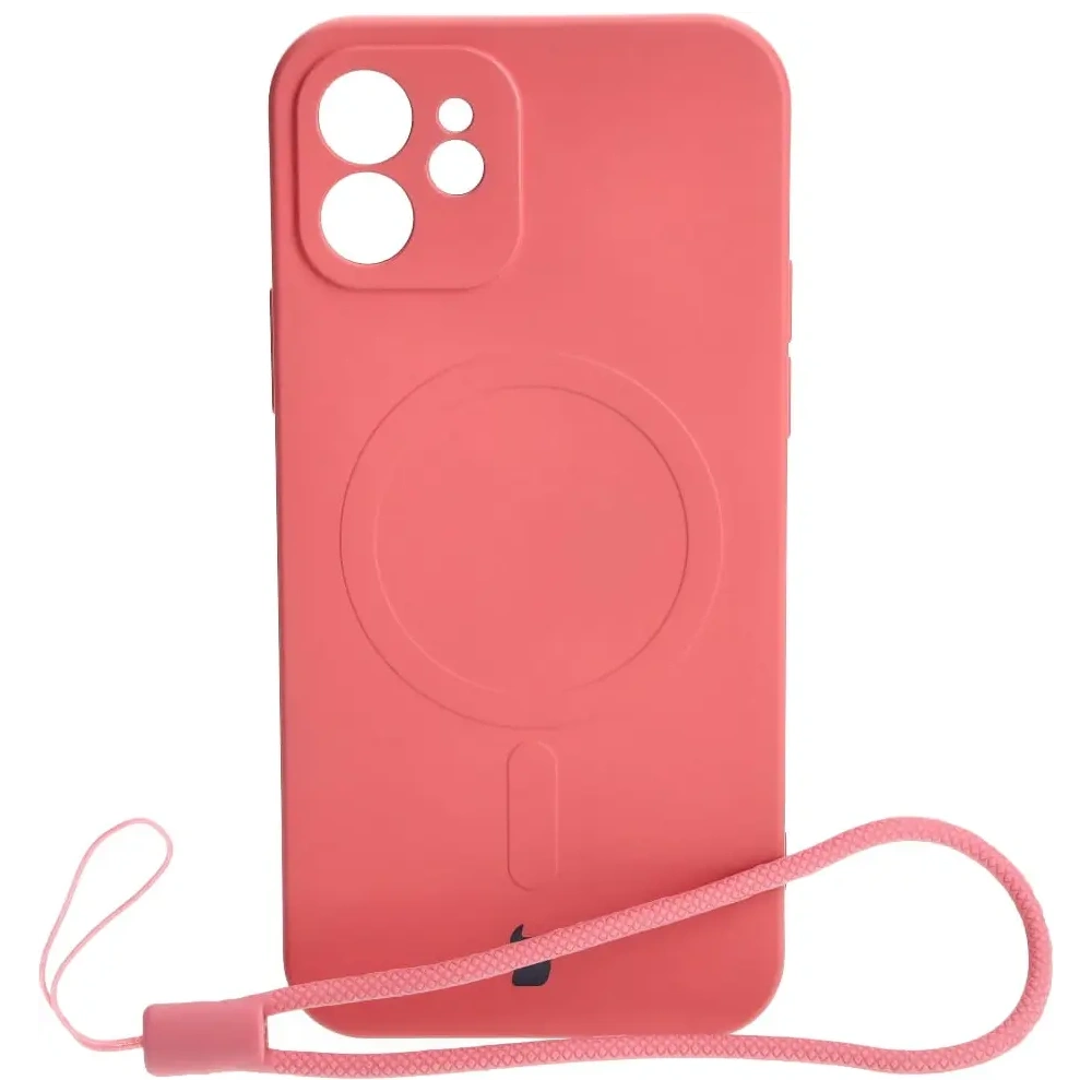 Etui silikonowe z pierścieniem magnetycznym Bizon Case Silicone Magnetic do Apple iPhone 12 brudnoróżowe