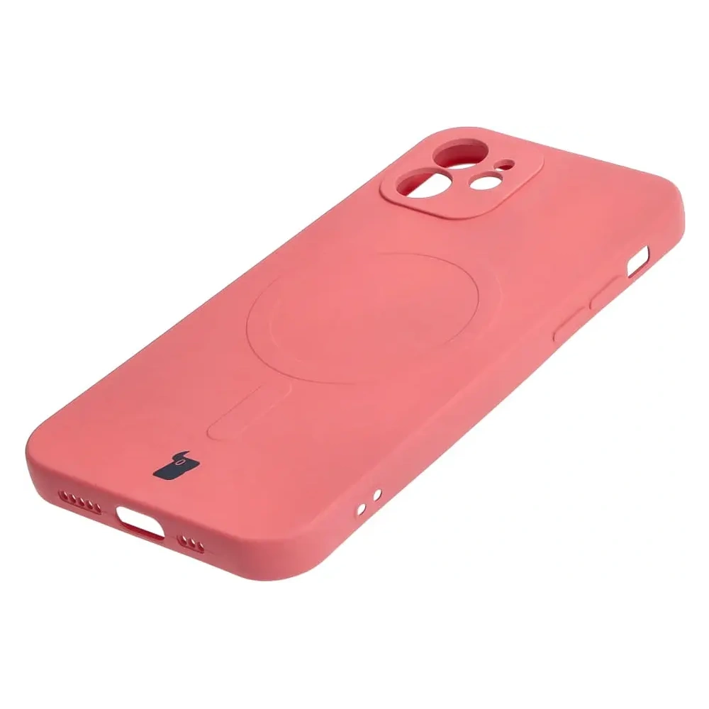 Etui silikonowe z pierścieniem magnetycznym Bizon Case Silicone Magnetic do Apple iPhone 12 brudnoróżowe