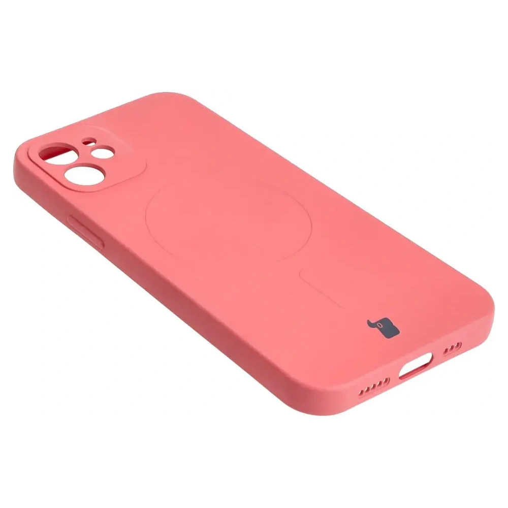 Etui silikonowe z pierścieniem magnetycznym Bizon Case Silicone Magnetic do Apple iPhone 12 brudnoróżowe