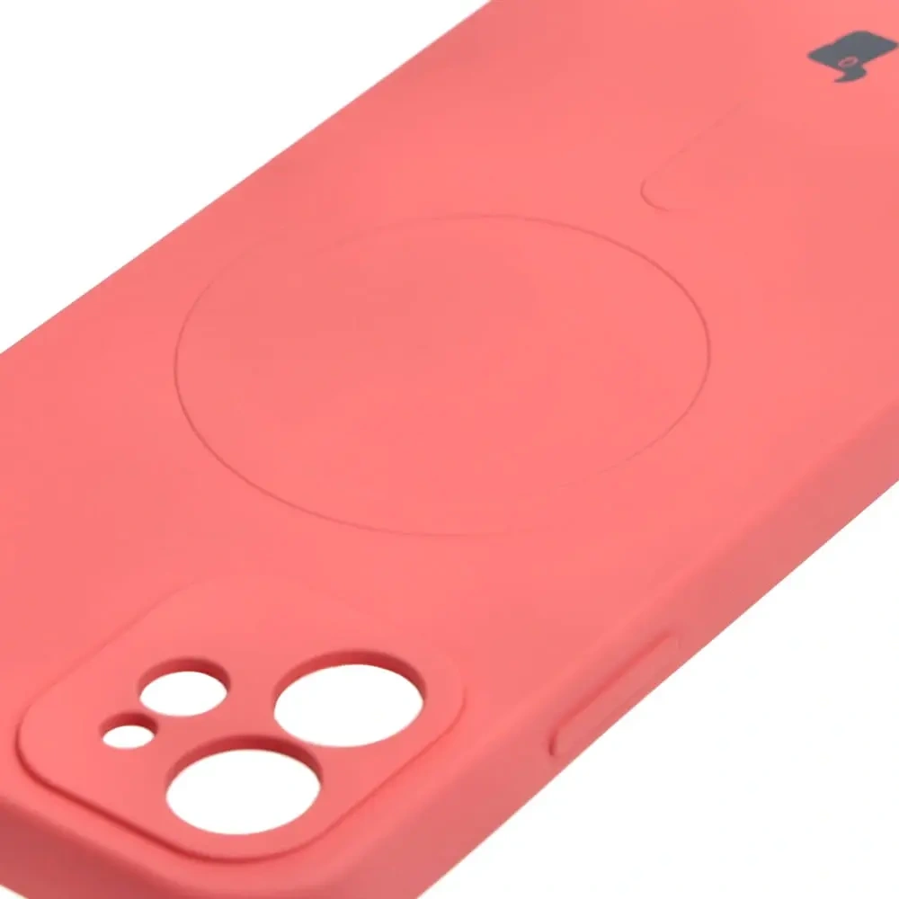 Etui silikonowe z pierścieniem magnetycznym Bizon Case Silicone Magnetic do Apple iPhone 12 brudnoróżowe