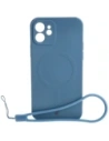 Silikonové pouzdro s magnetickým kroužkem Bizon Case Silicone Magnetic pro Apple iPhone 12 v modré barvě