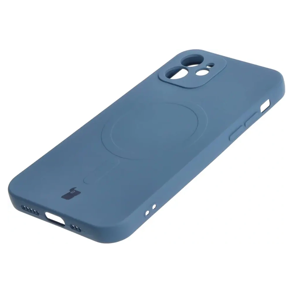 Etui silikonowe z pierścieniem magnetycznym Bizon Case Silicone Magnetic do Apple iPhone 12 granatowe