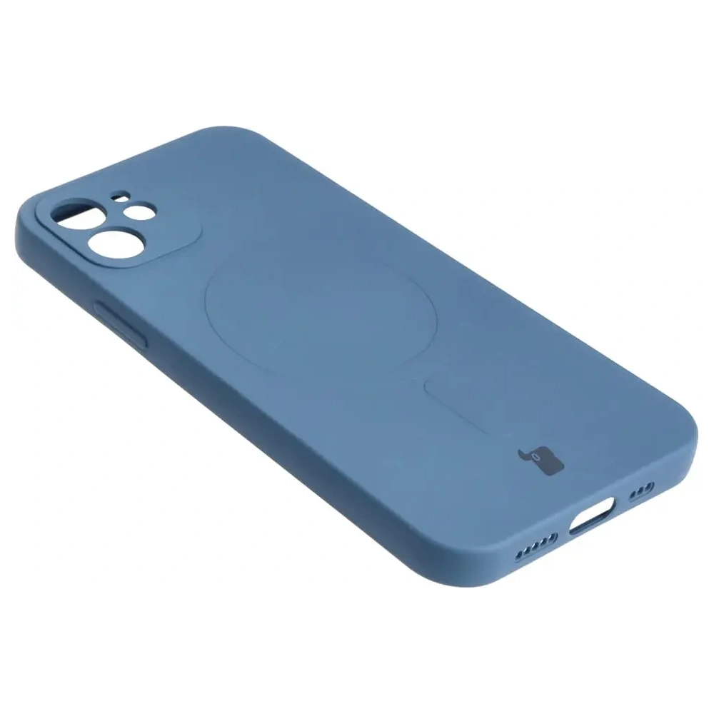 Etui silikonowe z pierścieniem magnetycznym Bizon Case Silicone Magnetic do Apple iPhone 12 granatowe