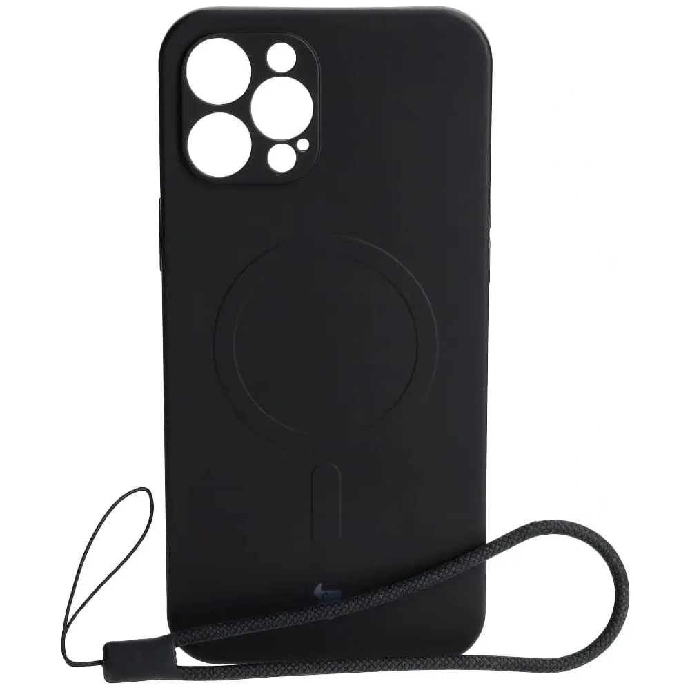 Etui silikonowe z pierścieniem magnetycznym Bizon Case Silicone Magnetic do Apple iPhone 12 Pro Max czarne