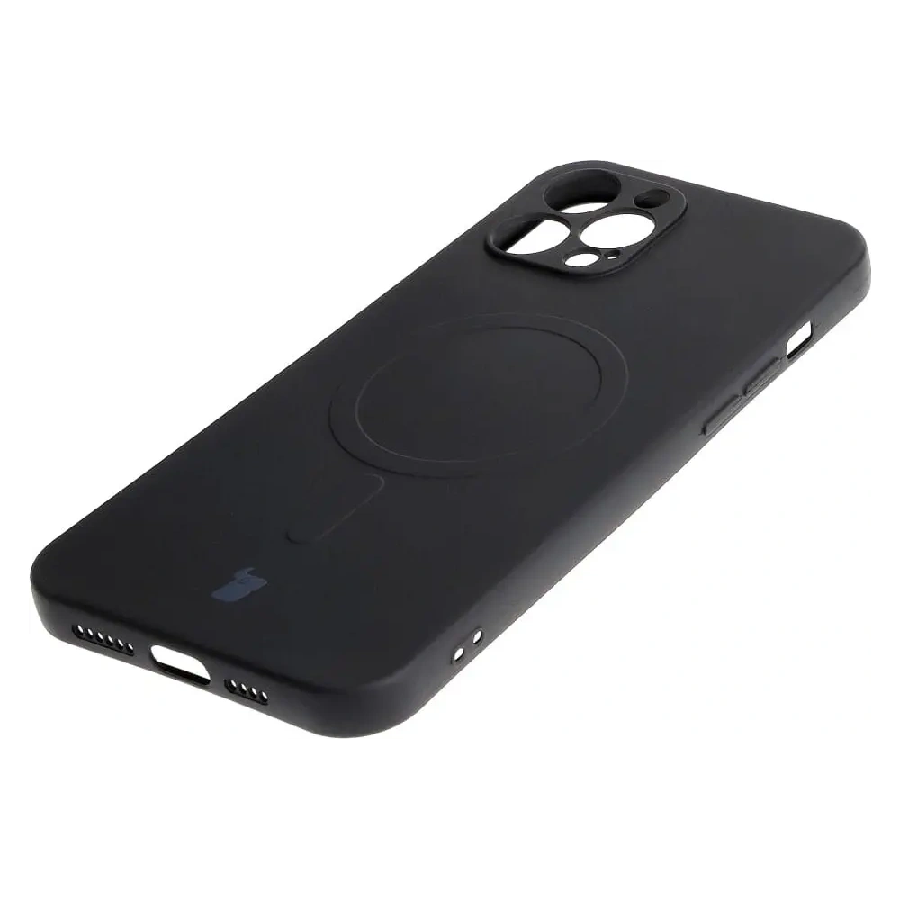 Etui silikonowe z pierścieniem magnetycznym Bizon Case Silicone Magnetic do Apple iPhone 12 Pro Max czarne