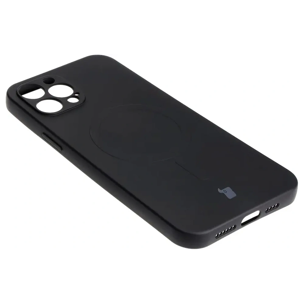 Etui silikonowe z pierścieniem magnetycznym Bizon Case Silicone Magnetic do Apple iPhone 12 Pro Max czarne
