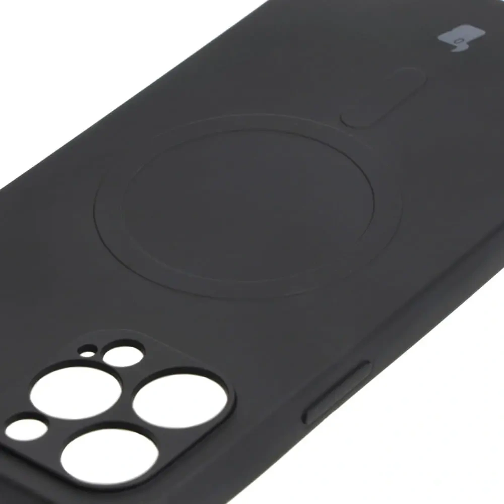 Etui silikonowe z pierścieniem magnetycznym Bizon Case Silicone Magnetic do Apple iPhone 12 Pro Max czarne