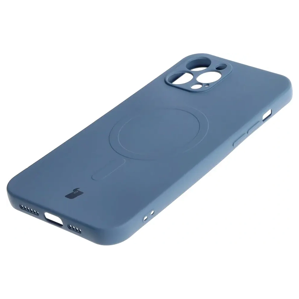 Etui silikonowe z pierścieniem magnetycznym Bizon Case Silicone Magnetic do Apple iPhone 12 Pro Max granatowe