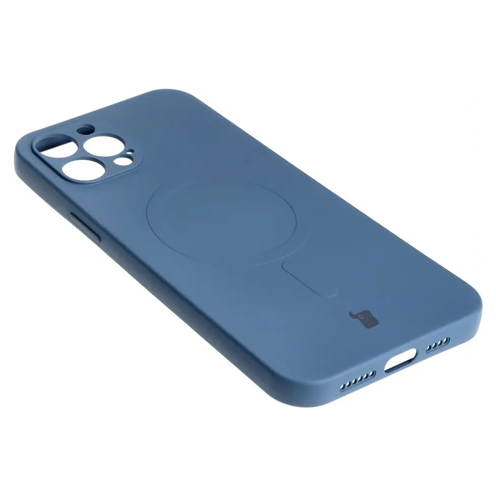 Etui silikonowe z pierścieniem magnetycznym Bizon Case Silicone Magnetic do Apple iPhone 12 Pro Max granatowe