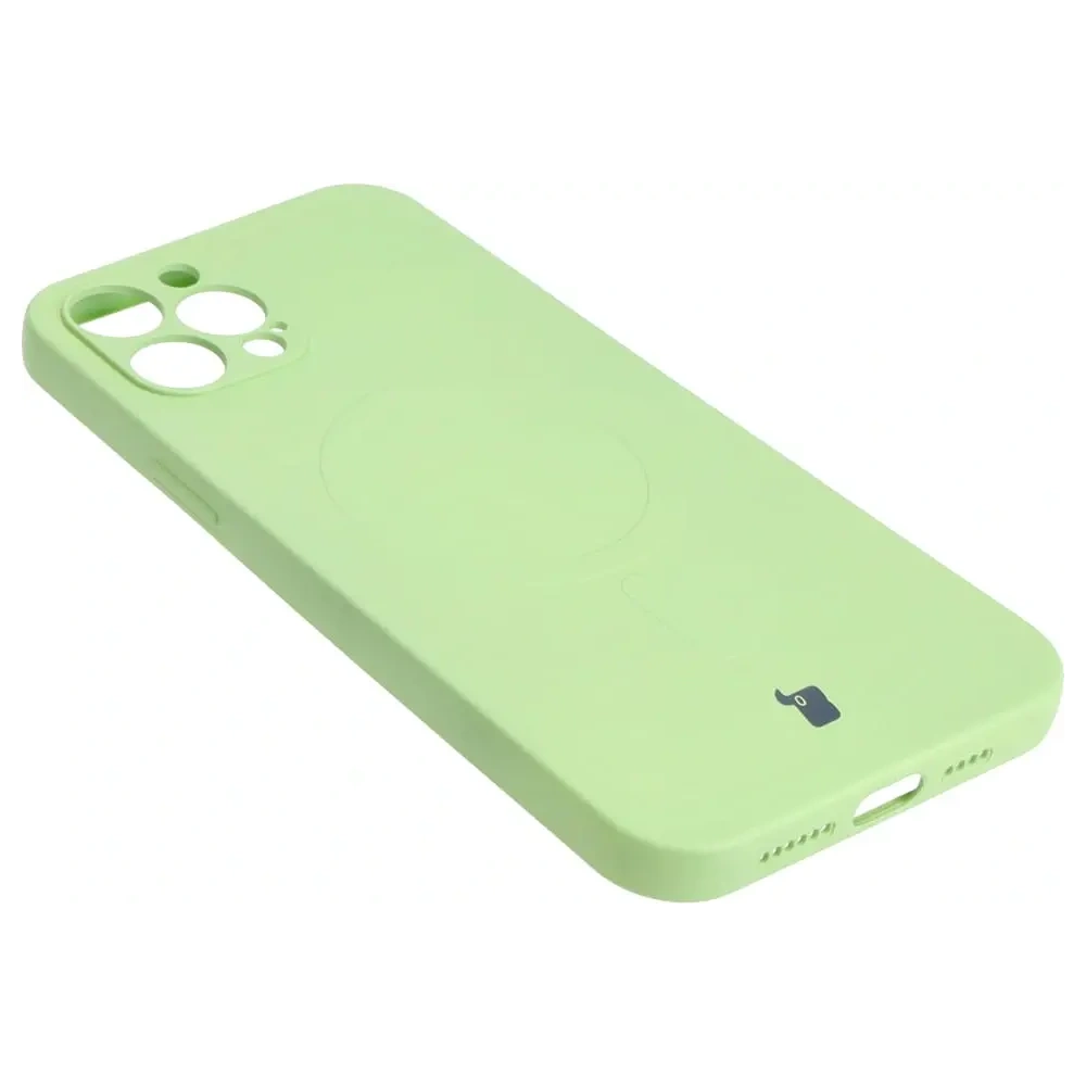 Etui silikonowe z pierścieniem magnetycznym Bizon Case Silicone Magnetic do Apple iPhone 12 Pro Max jasnozielone