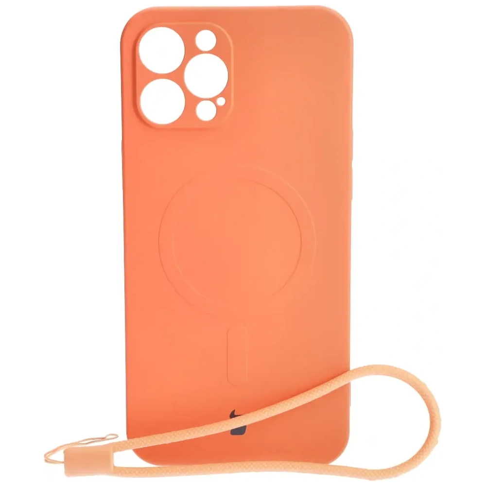 Etui silikonowe z pierścieniem magnetycznym Bizon Case Silicone Magnetic do Apple iPhone 12 Pro Max marchewkowe
