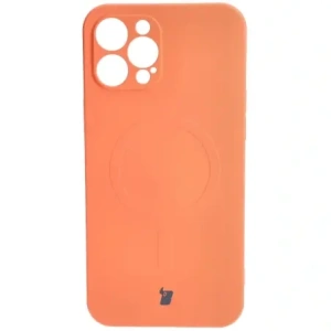 Etui silikonowe z pierścieniem magnetycznym Bizon Case Silicone Magnetic do Apple iPhone 12 Pro Max marchewkowe