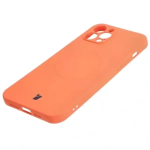 Etui silikonowe z pierścieniem magnetycznym Bizon Case Silicone Magnetic do Apple iPhone 12 Pro Max marchewkowe