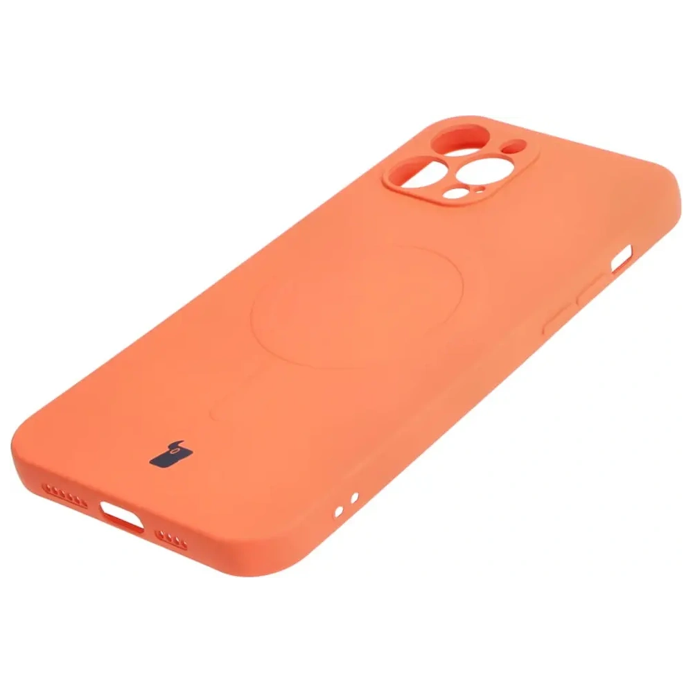 Etui silikonowe z pierścieniem magnetycznym Bizon Case Silicone Magnetic do Apple iPhone 12 Pro Max marchewkowe