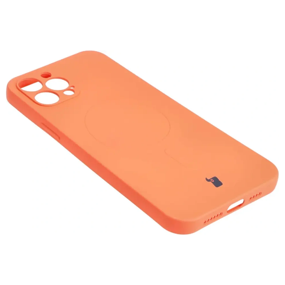 Etui silikonowe z pierścieniem magnetycznym Bizon Case Silicone Magnetic do Apple iPhone 12 Pro Max marchewkowe