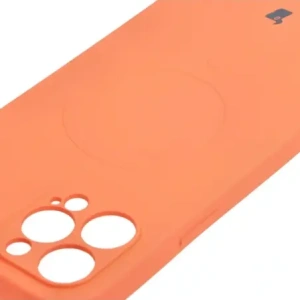Etui silikonowe z pierścieniem magnetycznym Bizon Case Silicone Magnetic do Apple iPhone 12 Pro Max marchewkowe