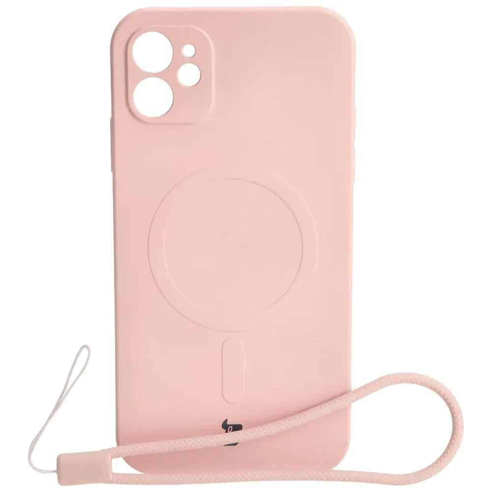 Etui silikonowe z pierścieniem magnetycznym Bizon Case Silicone Magnetic do Apple iPhone 11 jasnoróżowe