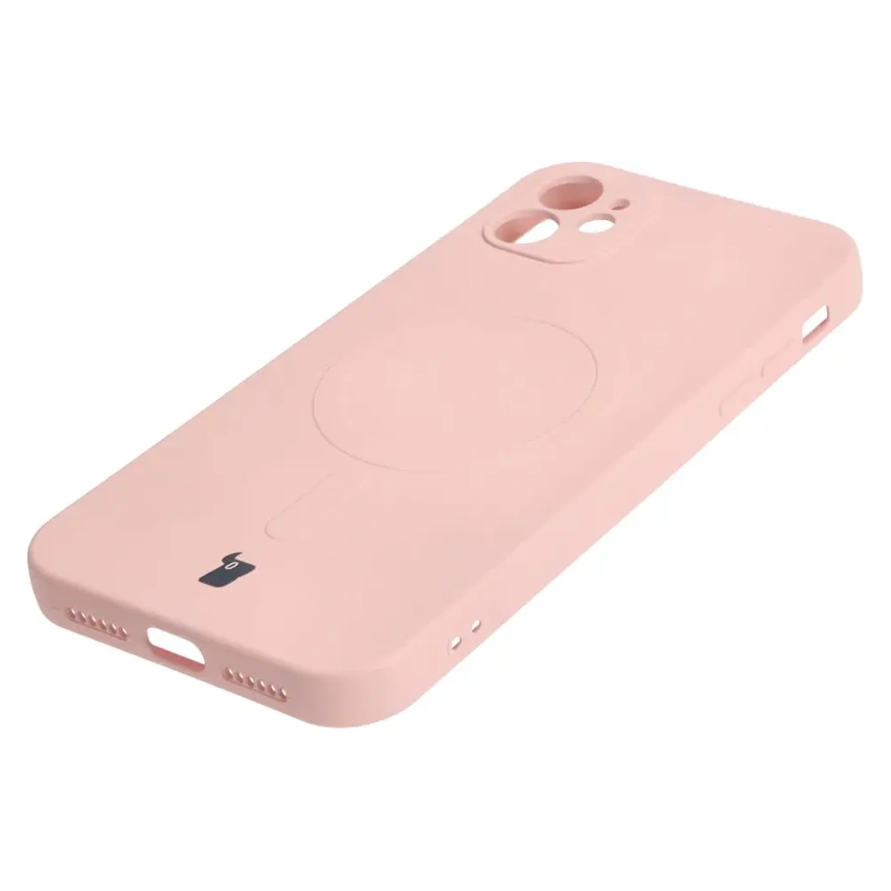 Etui silikonowe z pierścieniem magnetycznym Bizon Case Silicone Magnetic do Apple iPhone 11 jasnoróżowe