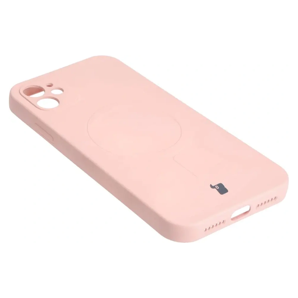 Etui silikonowe z pierścieniem magnetycznym Bizon Case Silicone Magnetic do Apple iPhone 11 jasnoróżowe