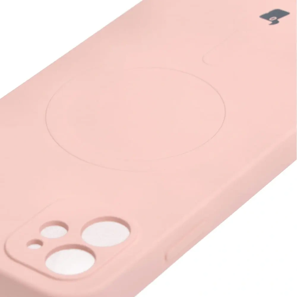 Etui silikonowe z pierścieniem magnetycznym Bizon Case Silicone Magnetic do Apple iPhone 11 jasnoróżowe