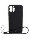 Etui silikonowe z pierścieniem magnetycznym Bizon Case Silicone Magnetic do Apple iPhone 12 Pro czarne