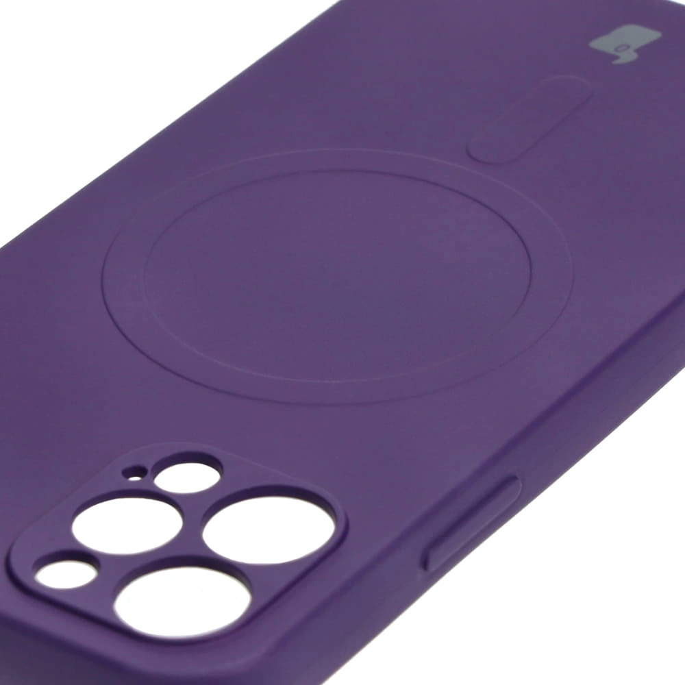 Etui silikonowe z pierścieniem magnetycznym Bizon Case Silicone Magnetic do Apple iPhone 12 Pro śliwkowe