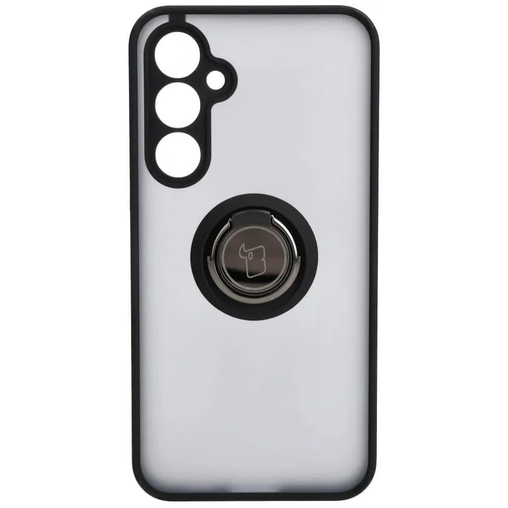 Etui z uchwytem na palec Bizon Case Hybrid Ring do Samsung Galaxy S23 FE przydymione z czarną ramką