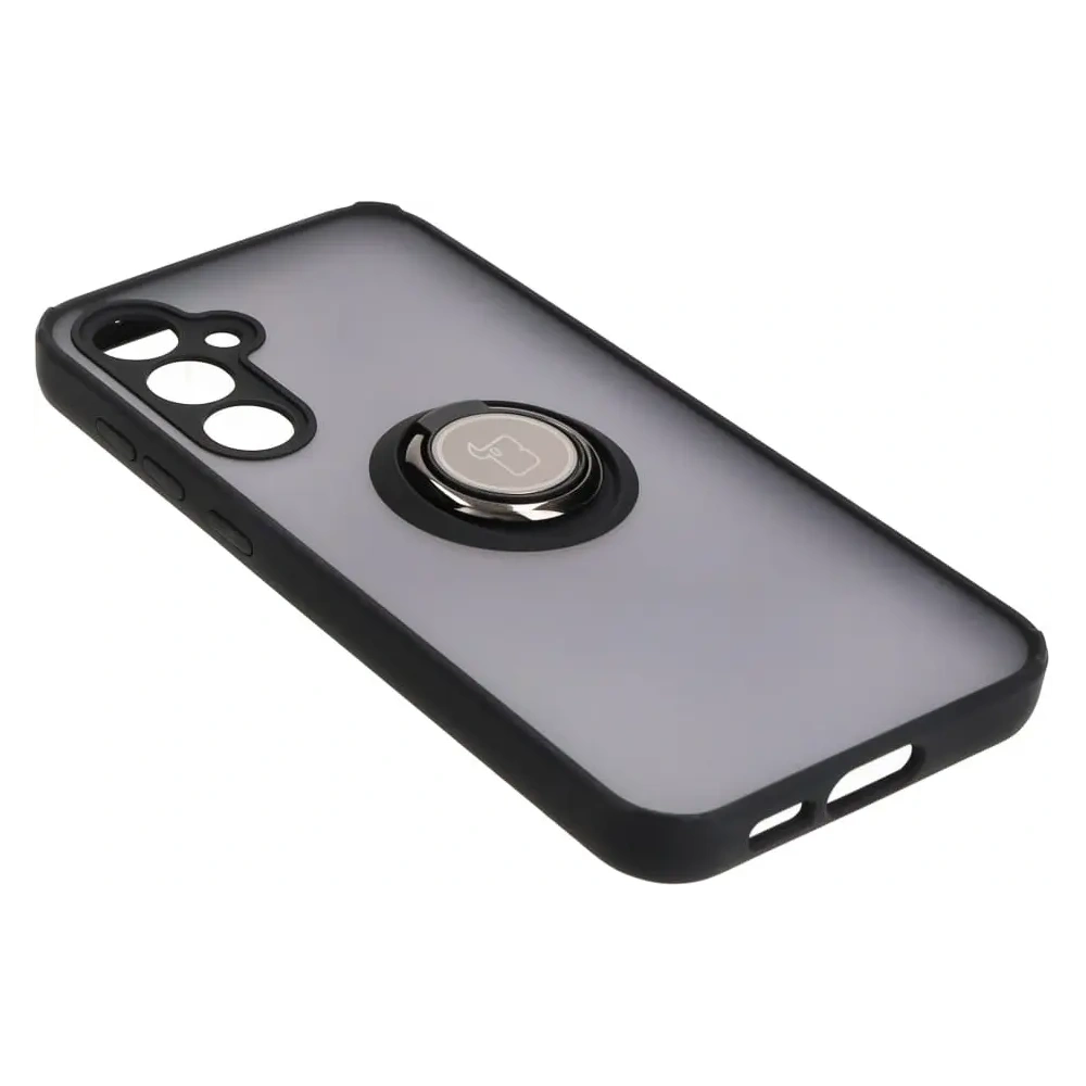 Etui z uchwytem na palec Bizon Case Hybrid Ring do Samsung Galaxy S23 FE przydymione z czarną ramką