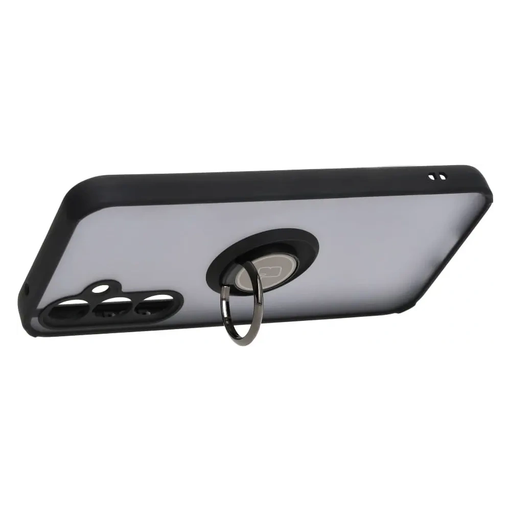 Etui z uchwytem na palec Bizon Case Hybrid Ring do Samsung Galaxy S23 FE przydymione z czarną ramką