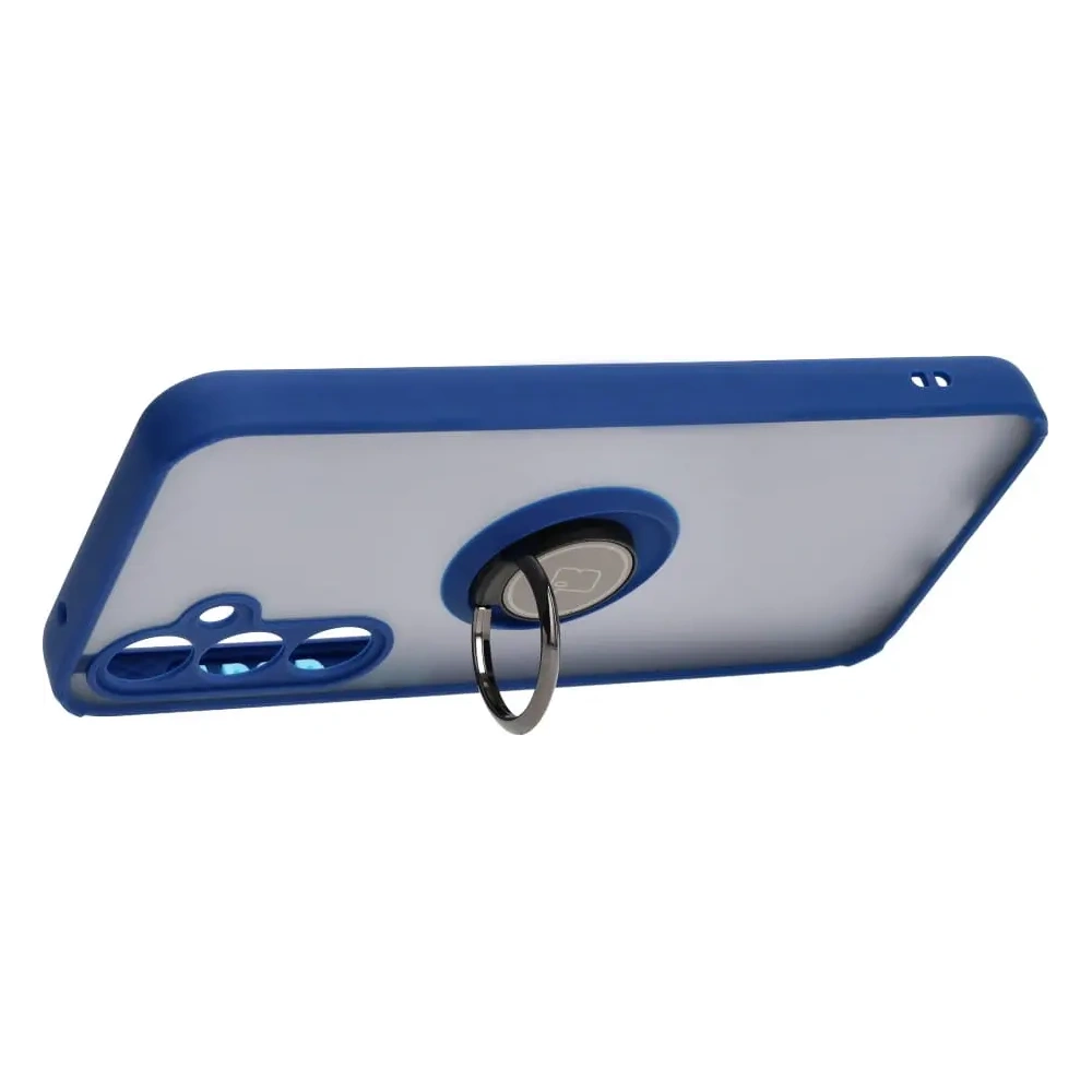 Etui z uchwytem na palec Bizon Case Hybrid Ring do Samsung Galaxy S23 FE przydymione z granatową ramką