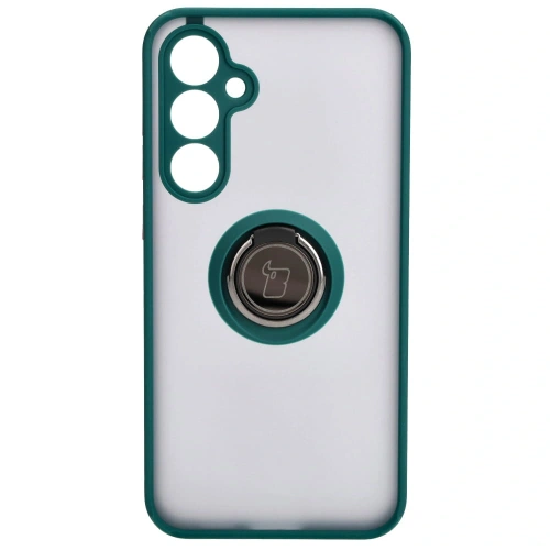 Kup Etui z uchwytem na palec Bizon Case Hybrid Ring do Samsung Galaxy S23 FE przydymione z ciemnozieloną ramką - BIZ3366 - {ean13} - Sklep Home Screen