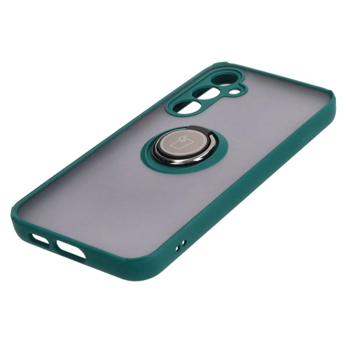 Kup Etui z uchwytem na palec Bizon Case Hybrid Ring do Samsung Galaxy S23 FE przydymione z ciemnozieloną ramką - BIZ3366 - {ean13} - Sklep Home Screen