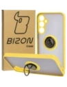 Bizon Case Hybrid Ring Samsung Galaxy S23 FE rauchig mit einem gelben Rahmen