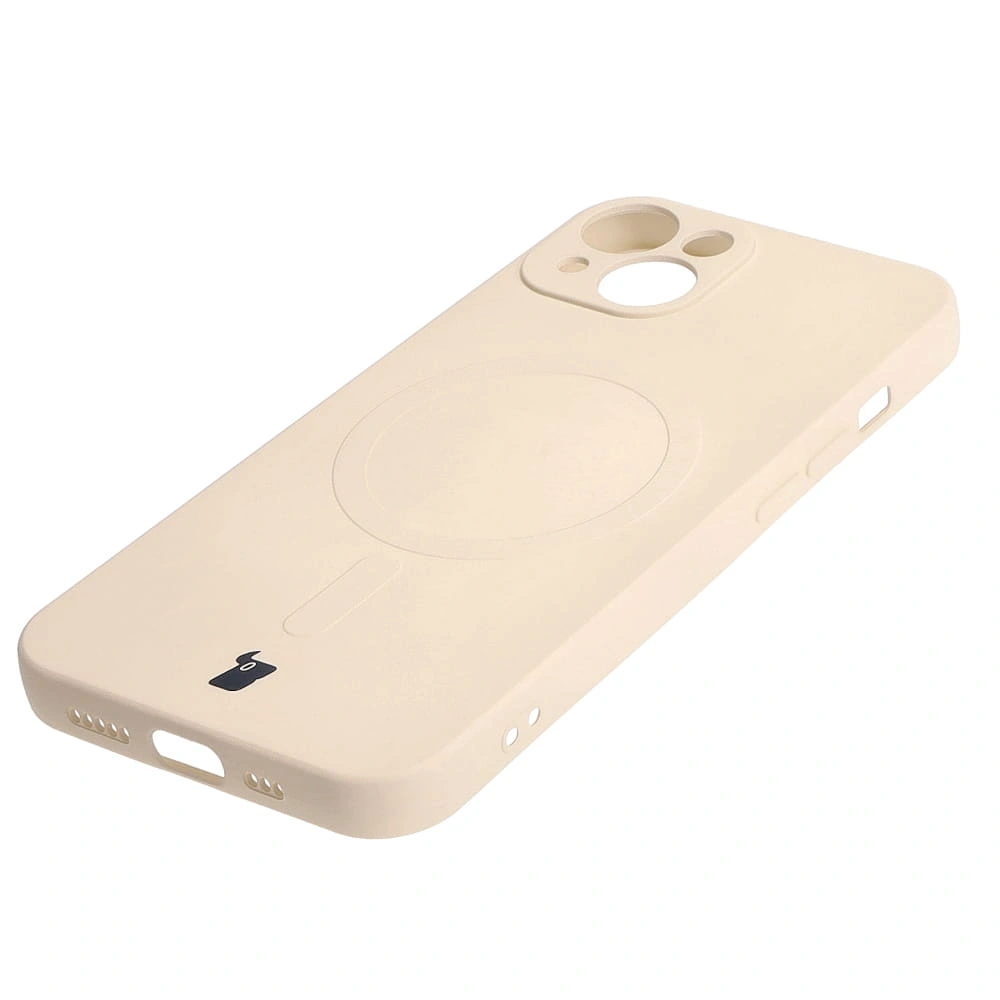 Etui silikonowe z pierścieniem magnetycznym Bizon Case Silicone Magnetic do Apple iPhone 13 beżowe