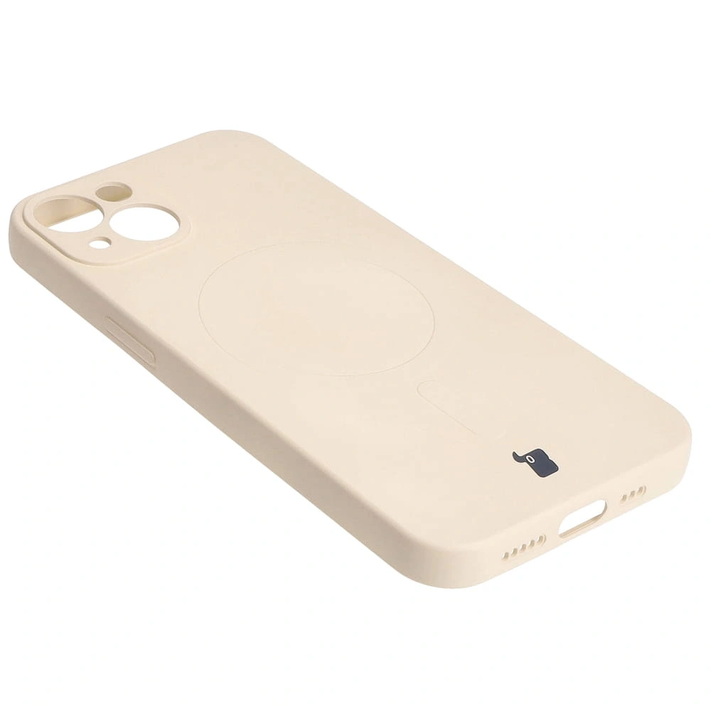 Etui silikonowe z pierścieniem magnetycznym Bizon Case Silicone Magnetic do Apple iPhone 13 beżowe