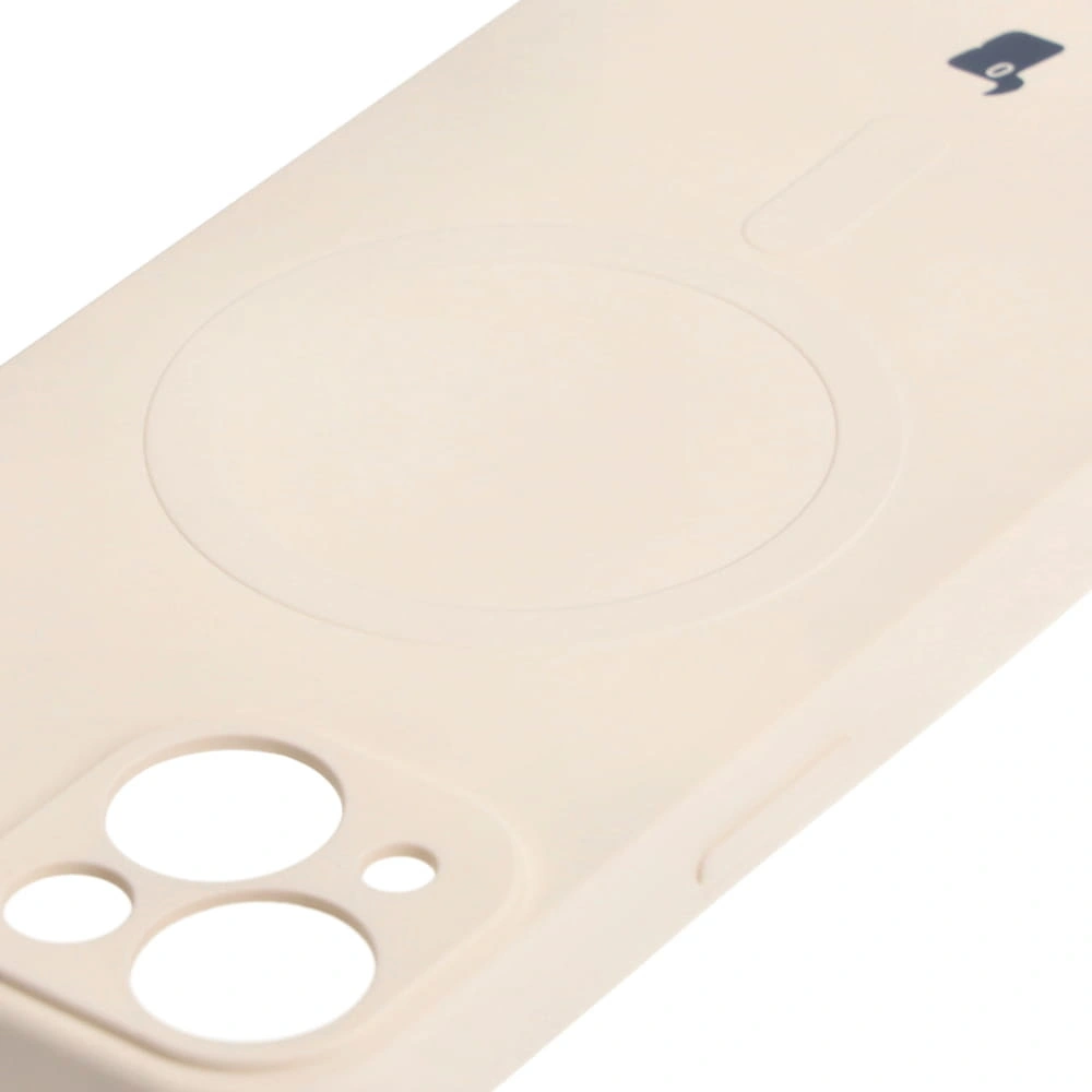 Etui silikonowe z pierścieniem magnetycznym Bizon Case Silicone Magnetic do Apple iPhone 13 beżowe