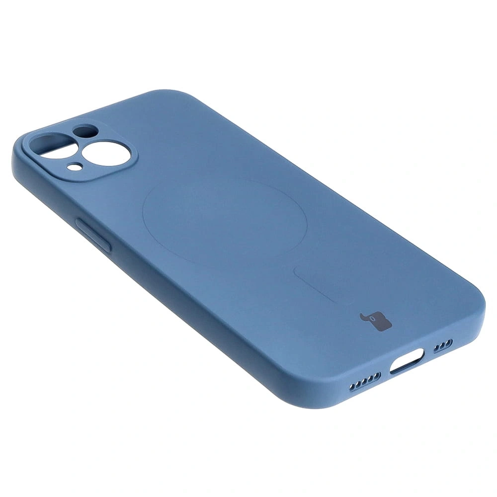 Etui silikonowe z pierścieniem magnetycznym Bizon Case Silicone Magnetic do Apple iPhone 13 granatowe