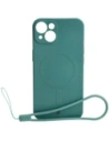 Etui silikonowe z pierścieniem magnetycznym Bizon Case Silicone Magnetic do Apple iPhone 13 ciemnozielone