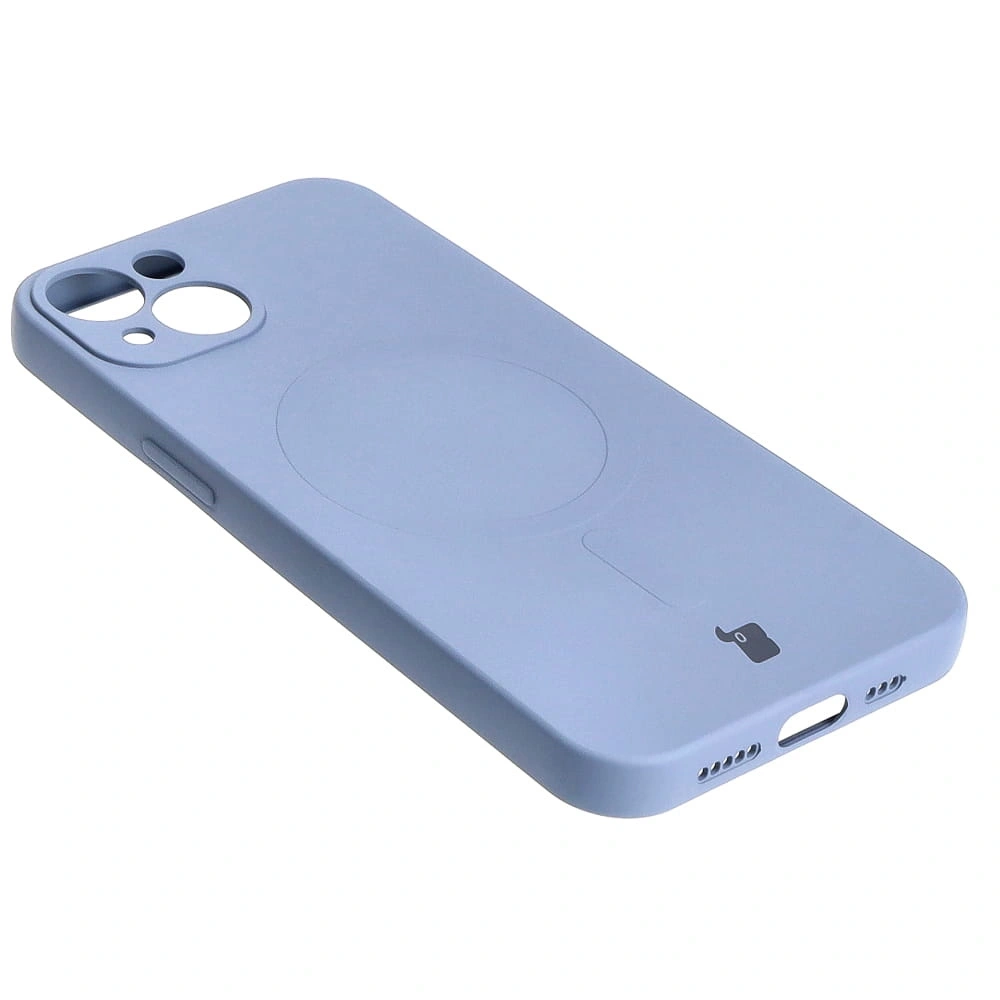 Etui silikonowe z pierścieniem magnetycznym Bizon Case Silicone Magnetic do Apple iPhone 13 szare