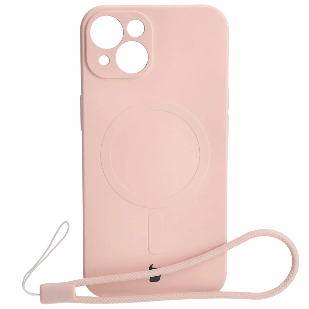 Etui silikonowe z pierścieniem magnetycznym Bizon Case Silicone Magnetic do Apple iPhone 13 jasnoróżowe