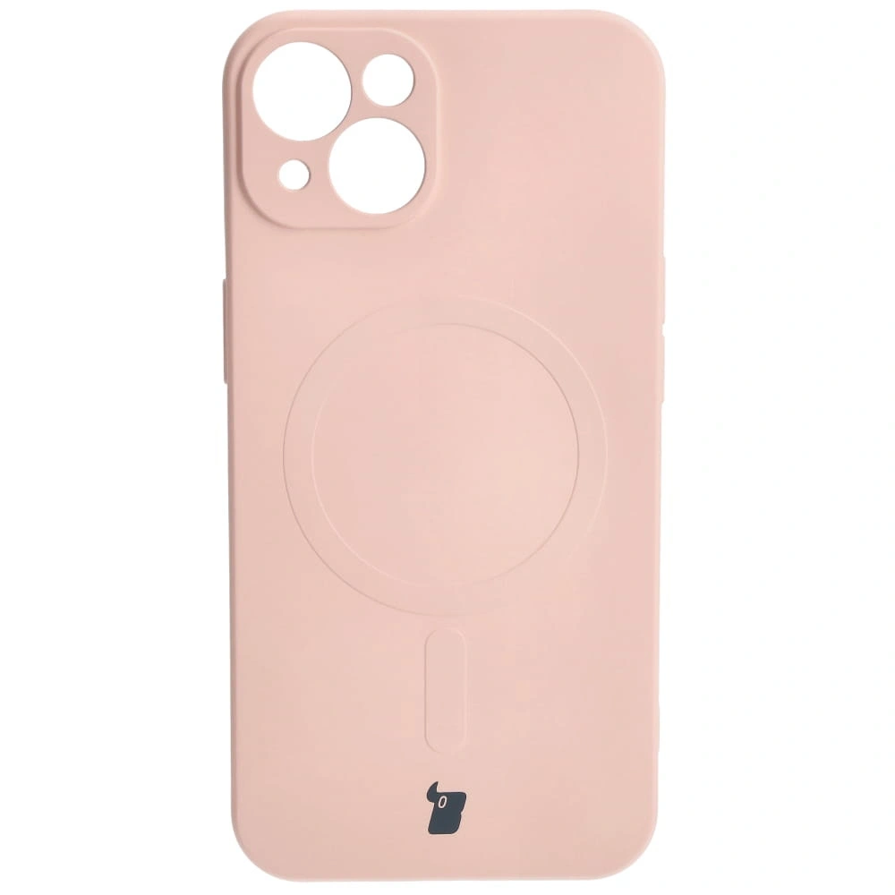 Etui silikonowe z pierścieniem magnetycznym Bizon Case Silicone Magnetic do Apple iPhone 13 jasnoróżowe
