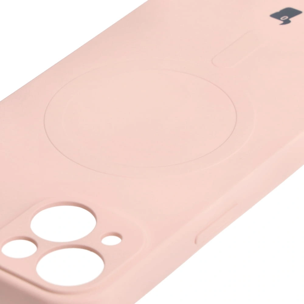 Etui silikonowe z pierścieniem magnetycznym Bizon Case Silicone Magnetic do Apple iPhone 13 jasnoróżowe