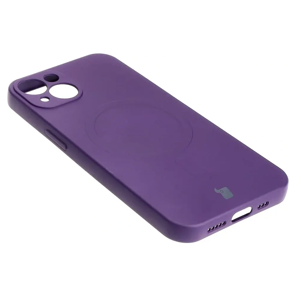 Etui silikonowe z pierścieniem magnetycznym Bizon Case Silicone Magnetic do Apple iPhone 13 śliwkowe