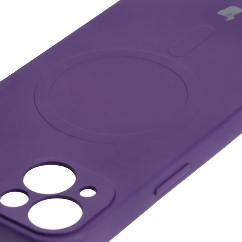 Etui silikonowe z pierścieniem magnetycznym Bizon Case Silicone Magnetic do Apple iPhone 13 śliwkowe