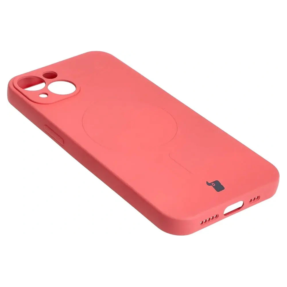 Etui silikonowe z pierścieniem magnetycznym Bizon Case Silicone Magnetic do Apple iPhone 13 brudnoróżowe