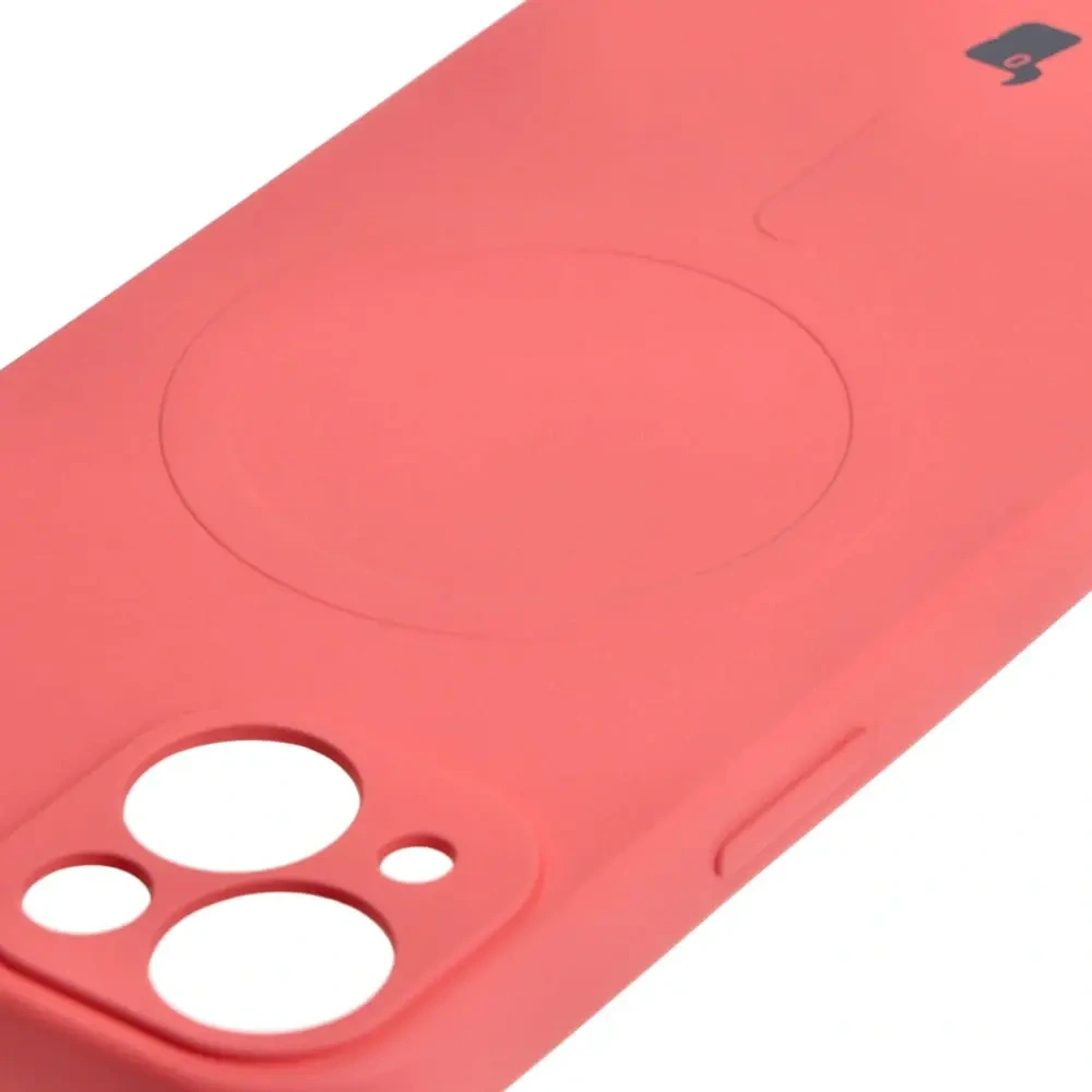 Etui silikonowe z pierścieniem magnetycznym Bizon Case Silicone Magnetic do Apple iPhone 13 brudnoróżowe